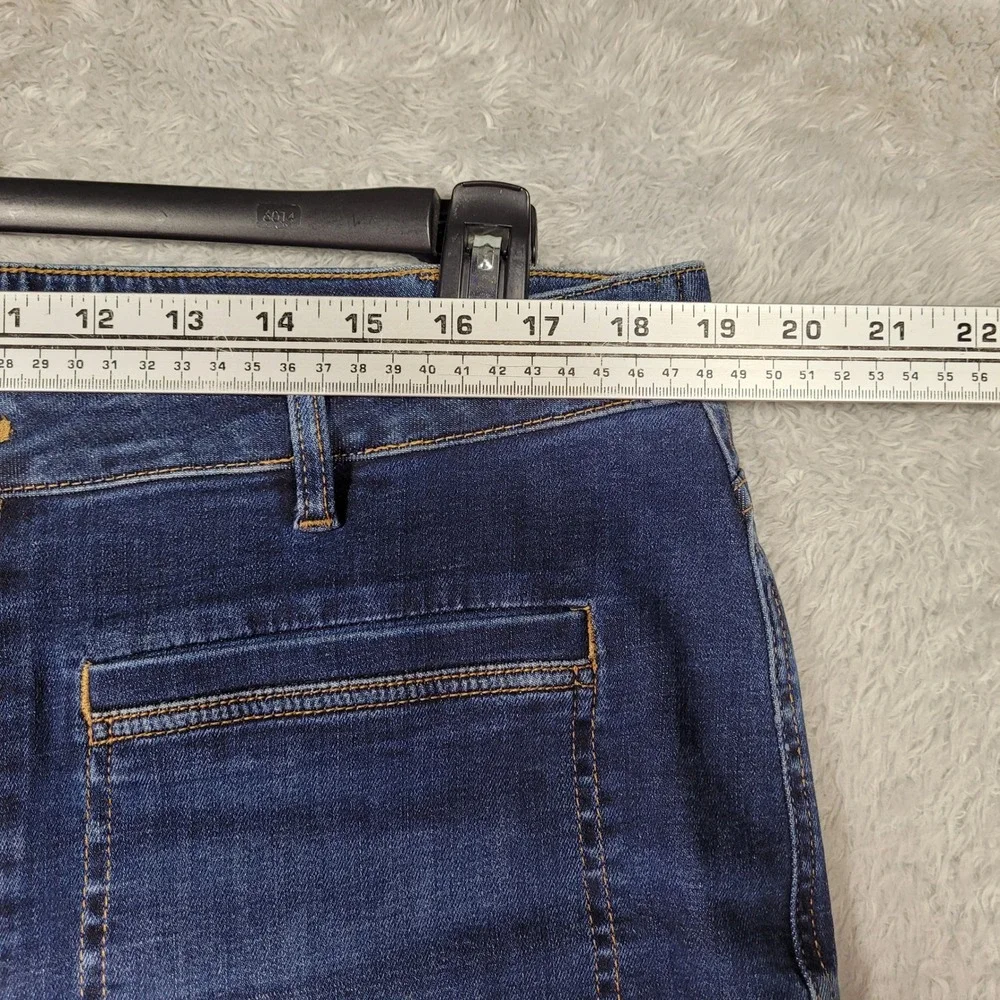 J.Jill Denim High-Rise Flare Jeans Women 18T Blue Patch Pocket Stretch 38x34